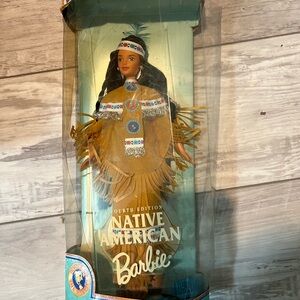 Native Barbie in Tan and Blue Attire